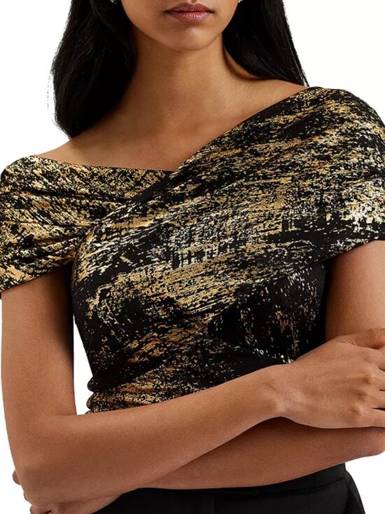 Ted Baker Tops - Ted Baker Talular Bardot Foil Mesh Silk Top - SIZE 3